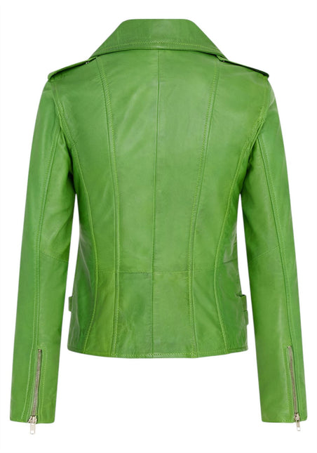 Womens Leather Brando Biker Jacket-Orlando