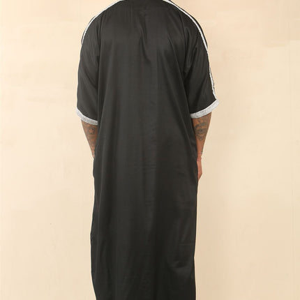 Men's Black Moroccan Thobe Jubba Robe Eid Djellaba Gandoura