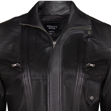 Mens Leather Bluson Bomber Jacket-Anapolis