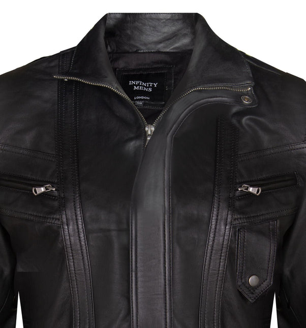 Mens Leather Bluson Bomber Jacket-Anapolis