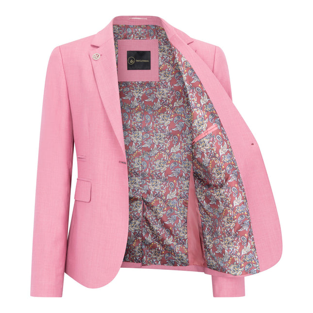 Women's 3 Piece Tailored Fit Plain Pink Formal Office Suit