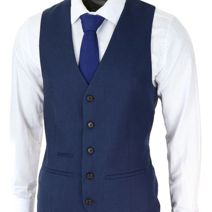 Mens 3 Piece Navy Blue Classic Retro Suit