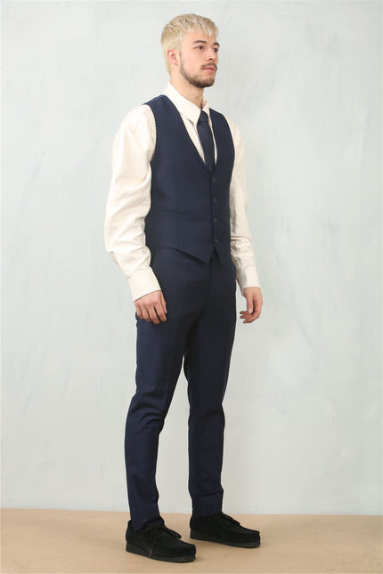 Men's Navy 3 Piece Formal Classic Prom Suit Workwear