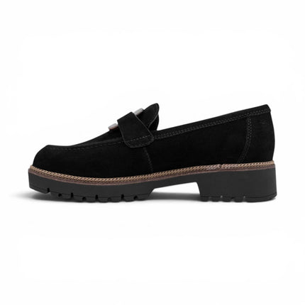 Tamaris Women's Black Suede Leather Loafer Casual Shoes - 24722-43