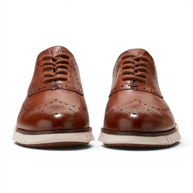 Cole Haan Men's ZeroGrand Wingtip Oxford Trainer Brown Leather Sneakers - C39602