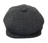 Mens Peaky Blinders Charcoal Tweed Gatsby Flat Baker Hat