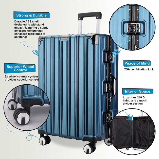 Robust Hard Shell Cabin Suitcase 36 x 24 x 56 cm Luggage Suitable for Easyjet, Ryanair, Wizzair