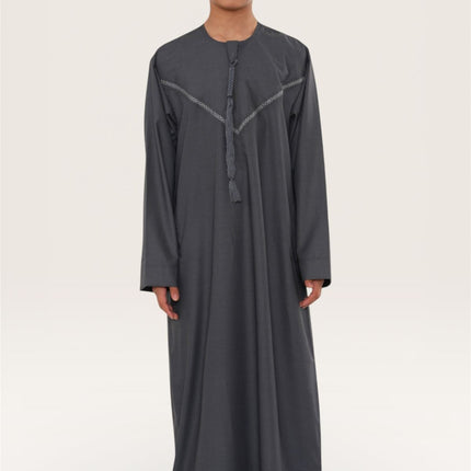Kids Boys Eid Grey Moroccan Thobe Robe Djellaba Ramadan Eid Jubba- K-HM10