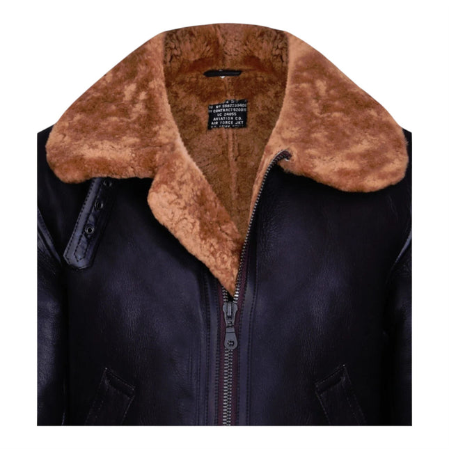 Mens B3 Aviator Real Sheepskin Leather Flying Jacket-Hobart
