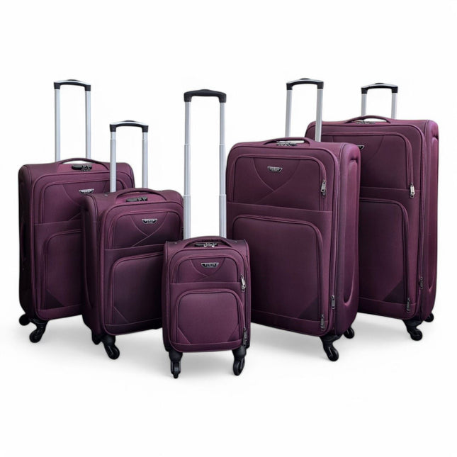 Soft Shell Lightweight Nylon Suitcase Set 4 Wheel Travel Case Holiday Bags