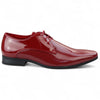 Men’s Red Pointed Toe Formal Lace Up Perforated Shoes
