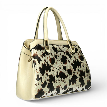 Laura Vita Aramis-08 Womens Tan Floral Print Adjustable Straps Shoulder Tote Handbag