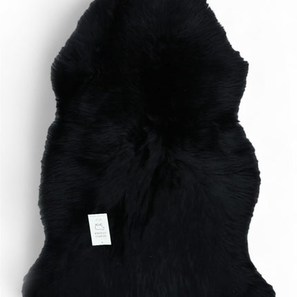 Genuine Black Sheepskin Natural Silky Soft Fluffy Real Wool Rug