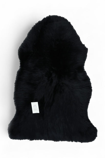 Genuine Black Sheepskin Natural Silky Soft Fluffy Real Wool Rug