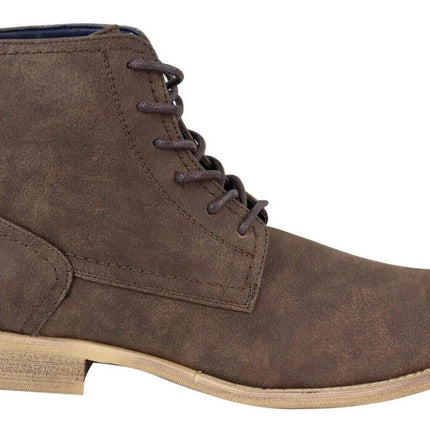 Mens Matt Brown Suede Lace Up Ankle Boots