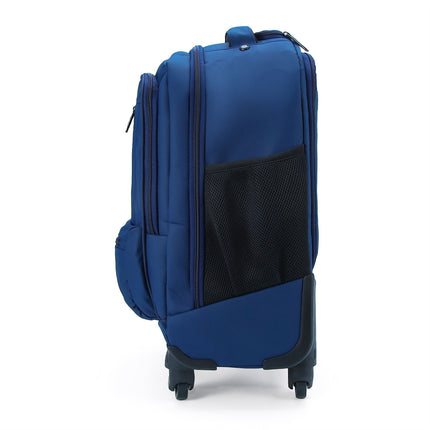 19" Blue Wheeled Laptop Backpack Premium PU 4 Wheel Trolley Rucksack