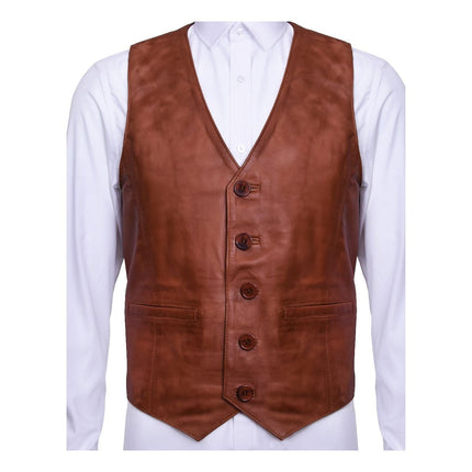 Mens Classic Leather Waistcoat-Chester