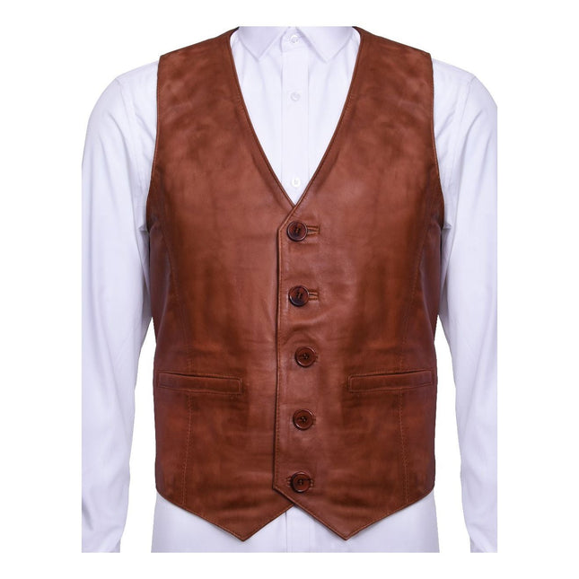 Mens Classic Leather Waistcoat-Chester