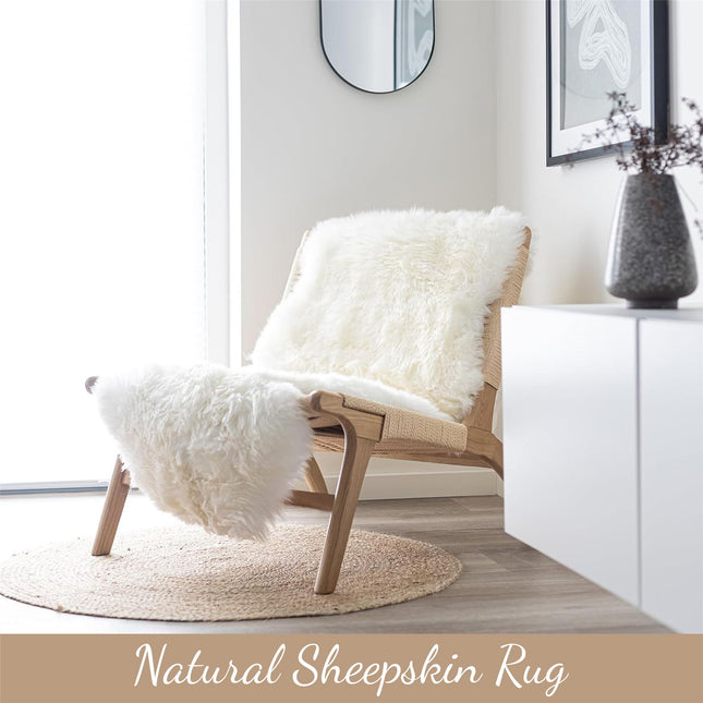 Genuine Sheepskin Ivory Double Natural Fluffy Silky Soft Real Wool Rug