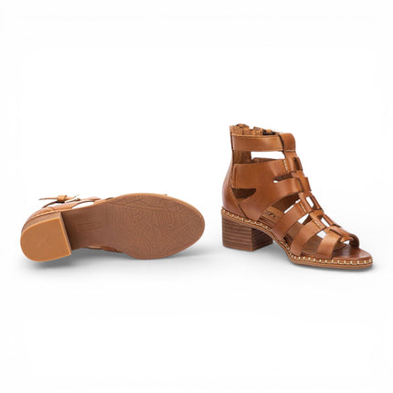 Pikolinos Women's Brown Leather Block-Heel Gladiator Sandals - Blanes