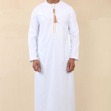 Men's Omani Eid White Thobe  Saudi Emirati Jubba Robe