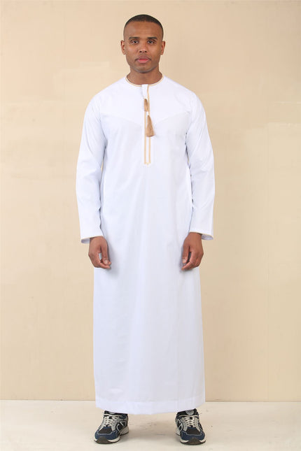 Men's Omani Eid White Thobe  Saudi Emirati Jubba Robe