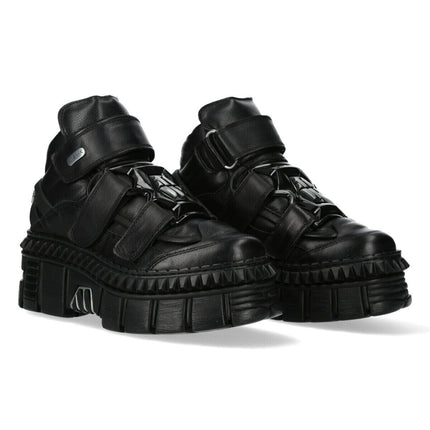 New Rock Metallic Ankle Leather Boots-WALL285-S3