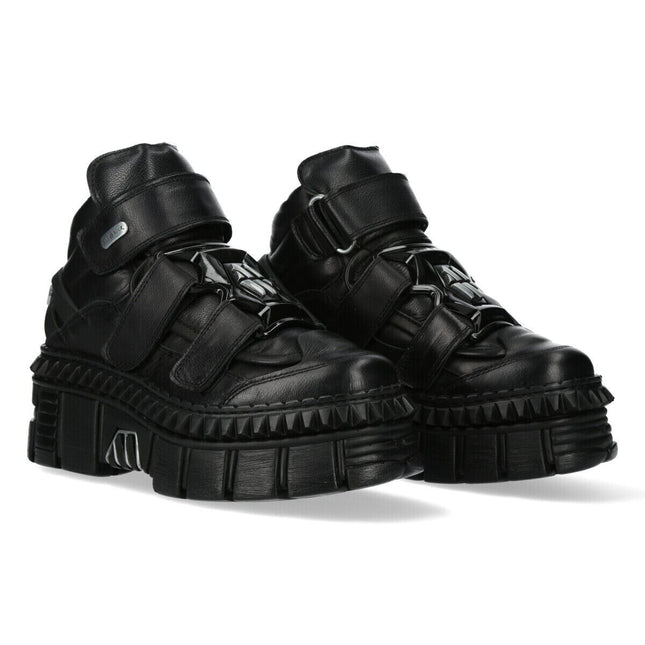 New Rock Metallic Ankle Leather Boots-WALL285-S3