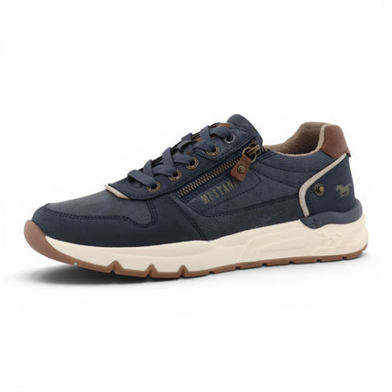 Mustang Men's Navy Faux Leather Trainer Sneakers - M0051001