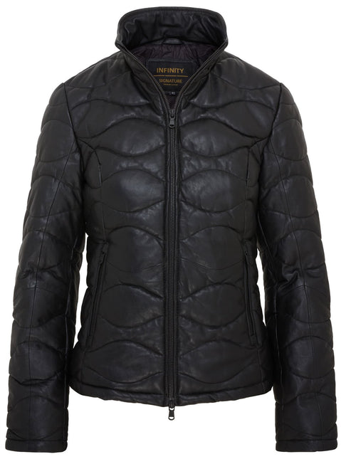 Womens Puffer Warm Quilted Leather Bomber Jacket
