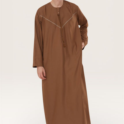 Men's Eid Camel Brown Moroccan Thobe Robe Djellaba Ramadan Eid Jubba- HM10