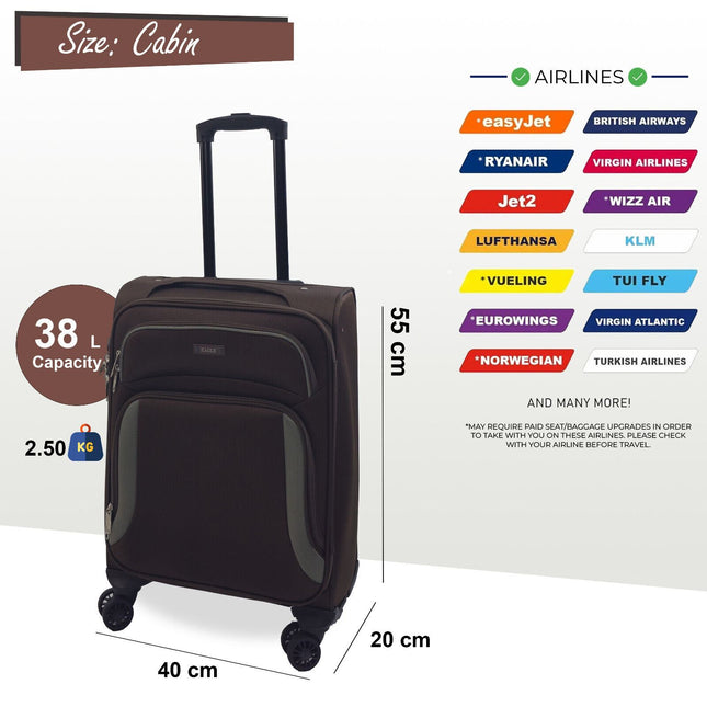 Soft Shell Suitcase Luggage Set Travel Light Carry On Cabin Bag
