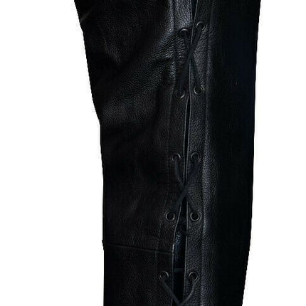 Mens Laced Leather Biker Jeans-Utah
