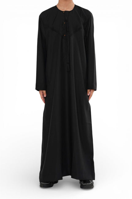 Kids Boys Eid Black Moroccan Jubba Robe Djellaba Ramadan Eid Thobe - K-HM11