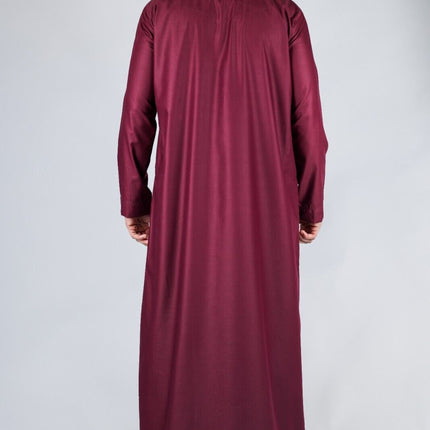Men's Red Thobe Emirati Islamic Jubba Robe Eid Tassel Slim Fit