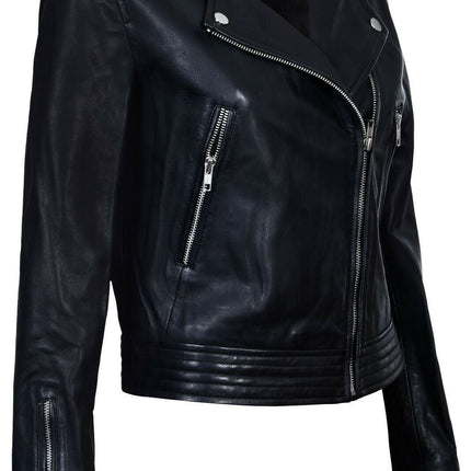 Womens Collarless Biker Jacket-Padova