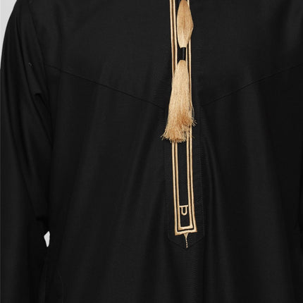 Kids Boys Ramadan Black Moroccan Thobe Robe Emirati Eid Jubba- TT-003