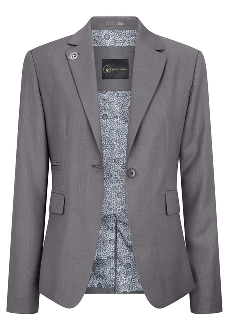 Women's 3 Piece Tailored Fit Plain Grey Formal Office Suit