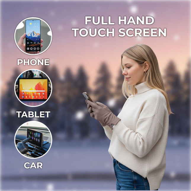 Womens Nude Beige Italian Leather Winter Button Design Soft Wool Lining Gloves - L-GLV-501