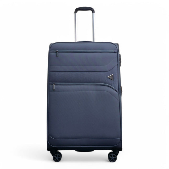 Lightweight Soft Grey Dual 4 Wheel Cabin Luggage Suitcase Set