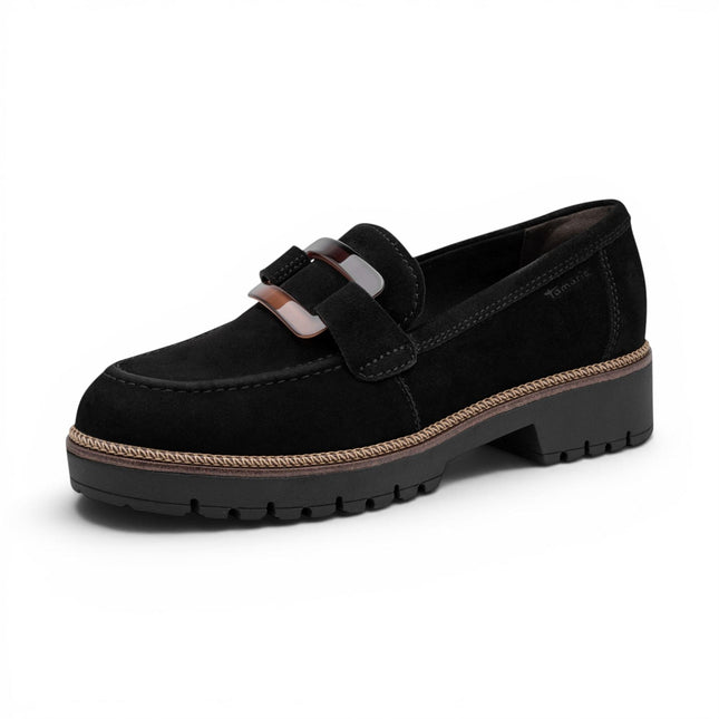 Tamaris Women's Black Suede Leather Loafer Casual Shoes - 24722-43