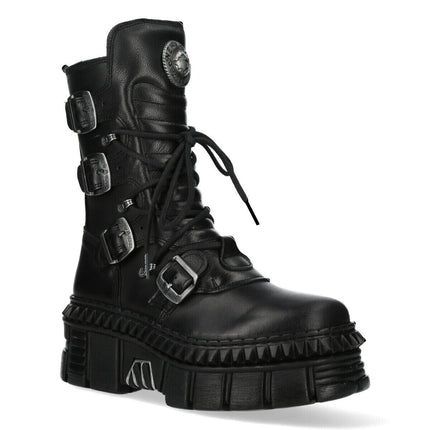 New Rock Mid-Calf Leather Platform Boots-WALL373-S6