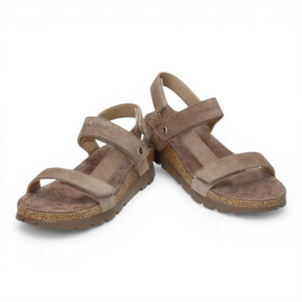 Panama Jack Women's Wedge Stone Grey Suede Leather Sandals - Selma B18
