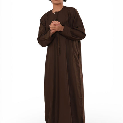 Kids Boys Eid Brown Moroccan Jubba Robe Djellaba Ramadan Eid Thobe - K-HM11