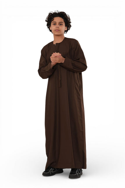 Kids Boys Eid Brown Moroccan Jubba Robe Djellaba Ramadan Eid Thobe - K-HM11