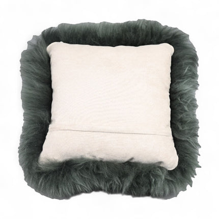 Genuine Sheepskin Thyme Green  40x40cm Real Wool Single Sided Cushion