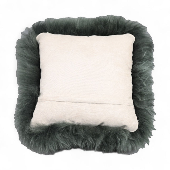 Genuine Sheepskin Thyme Green  40x40cm Real Wool Single Sided Cushion