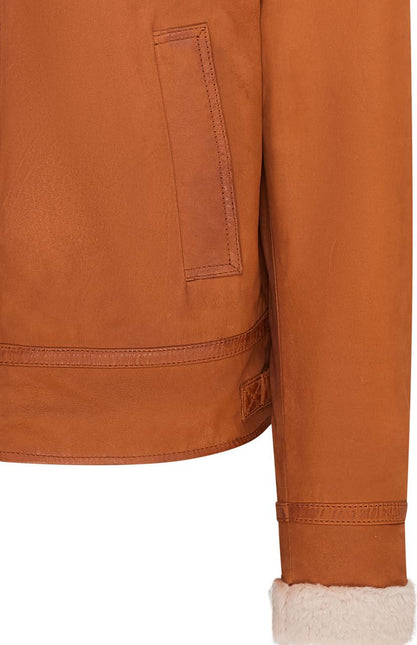 Mens Real Sheep Suede Bomber Jacket Aviator Jacket with Fur Lining