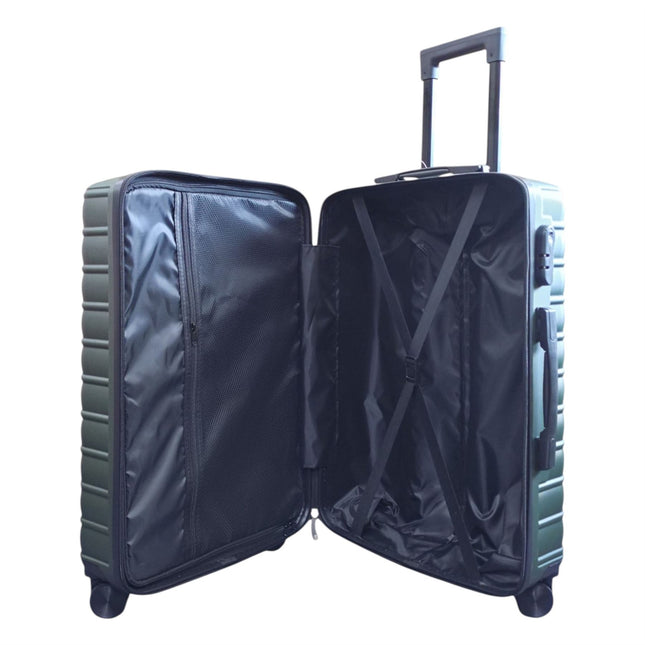 Hardshell Green Suitcase Set Robust 8 Wheel Luggage Cabin Case Bag