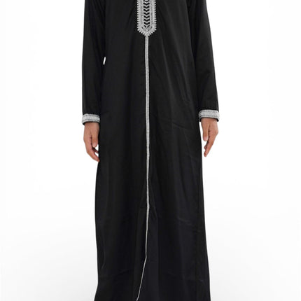 Kids Boys Black Eid Hooded Moroccan Thobe Robe Djellaba Ramadan Jubba- K-HM3